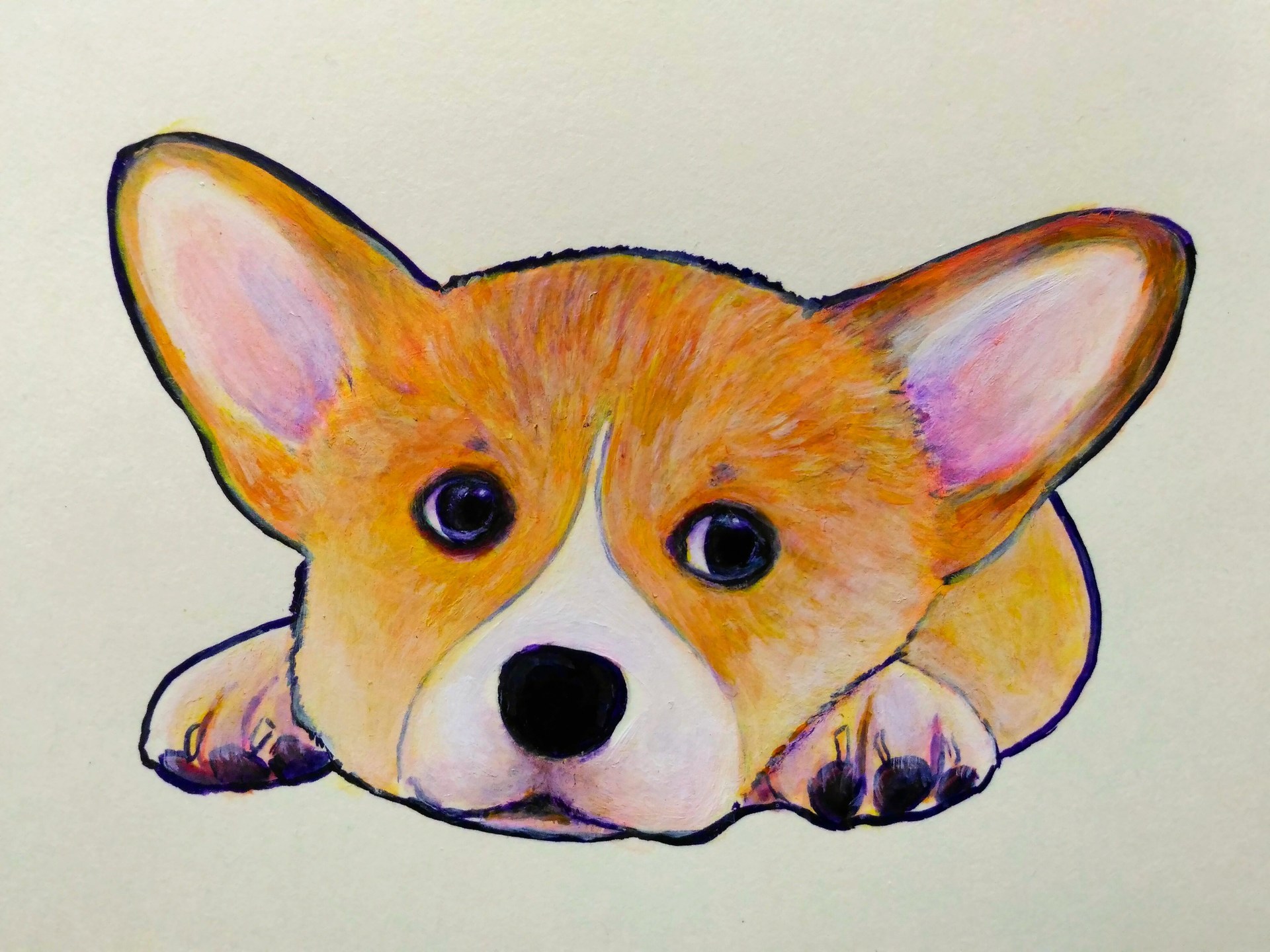 コーギーイラスト 上目遣いの子犬 絵描き 青のアートブログ
